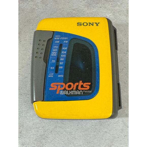 VTG Sony Sports Walkman AM/FM Radio Cassette Player WM-FS191 Yellow Tested Works - Picture 1 of 16
